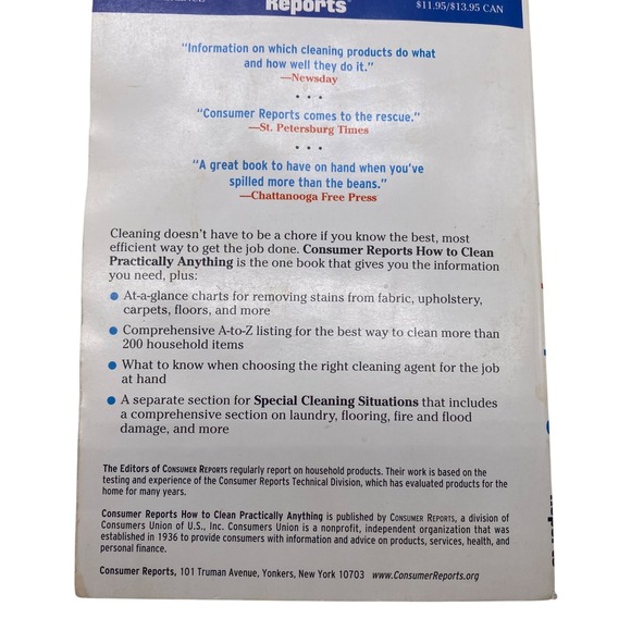 How To Clean Practically Anything Paperback Book By Consumer Reports‎ - Picture 13 of 13